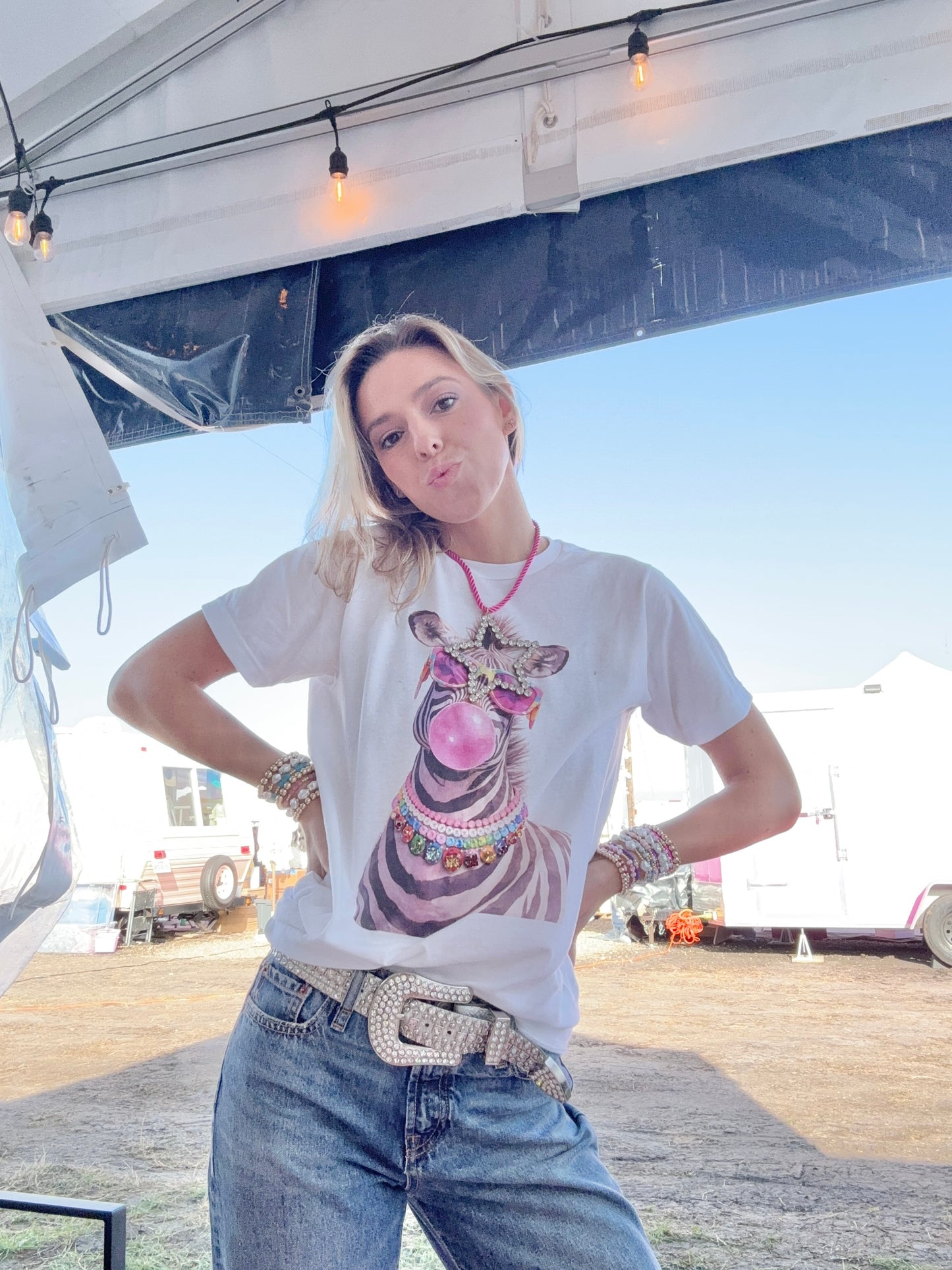 Zebra Blinged Out Animal Collar Shirt