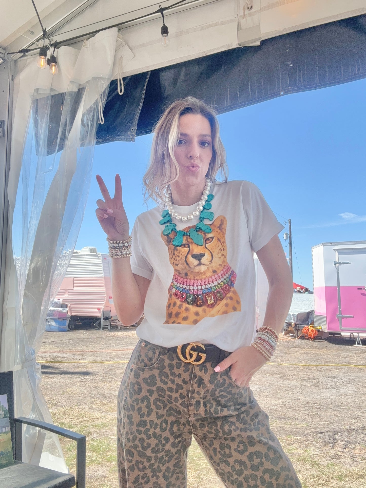 Cat Blinged Out Animal Collar Shirt