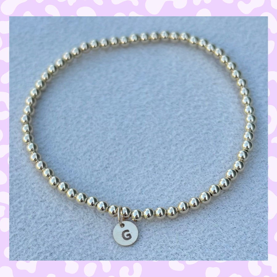 Classic 3mm Gold Filled Initial Bracelet: A-Z Available