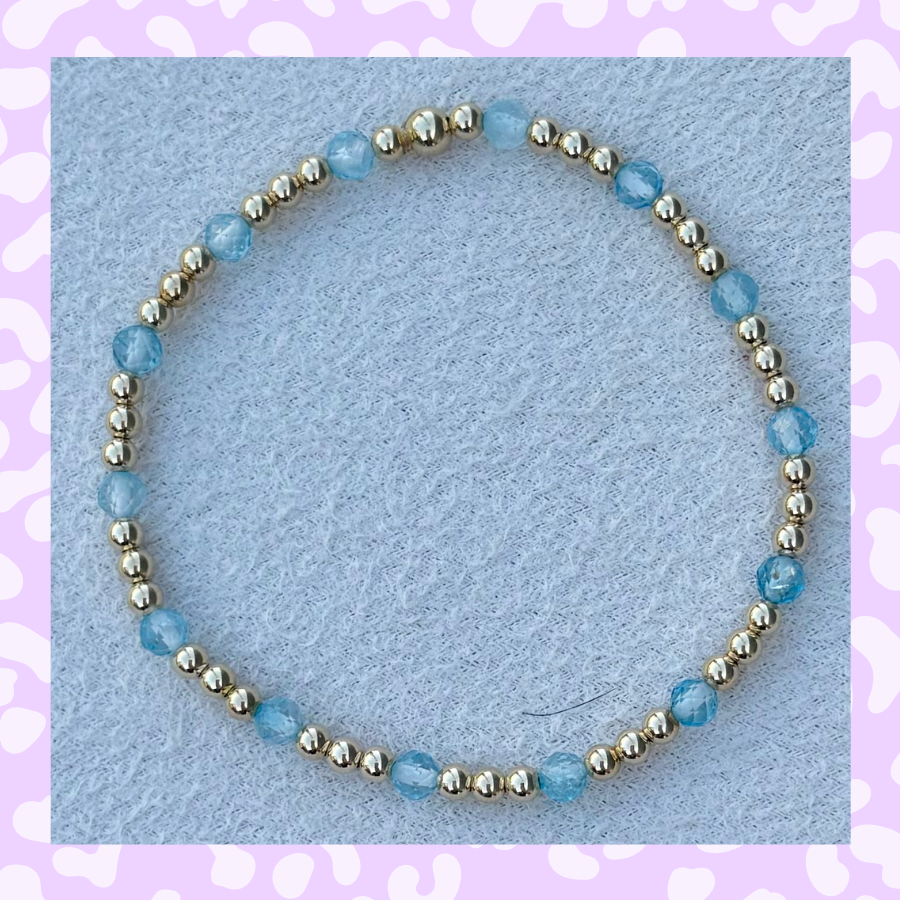 Classic Gold Filled and Blue Topaz Bracelet - 108