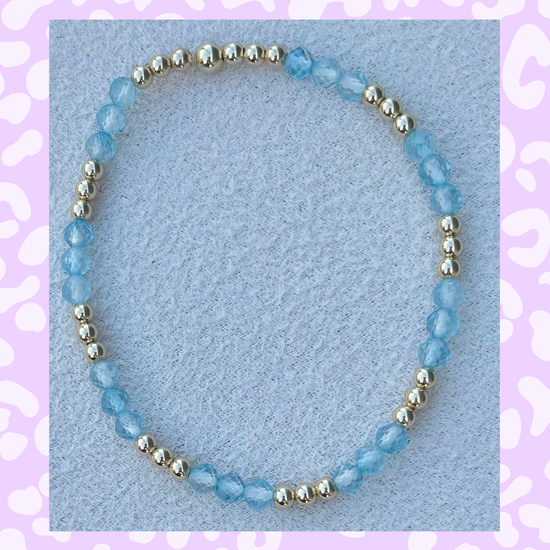 Classic Gold Filled and Blue Topaz Bracelet - 109