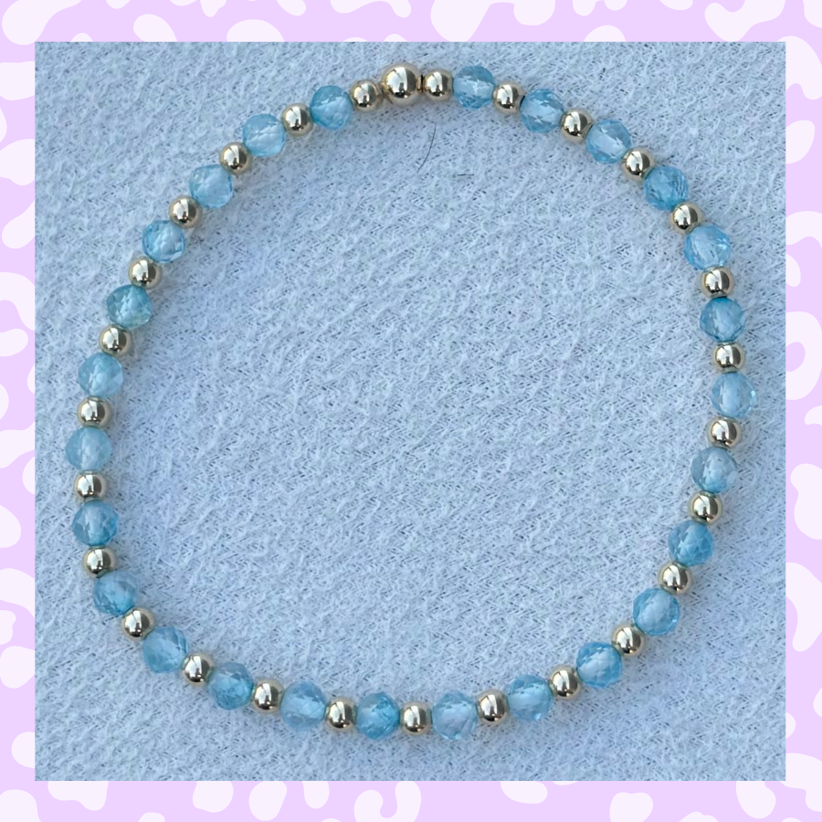 Classic Gold Filled and Blue Topaz Bracelet - 110