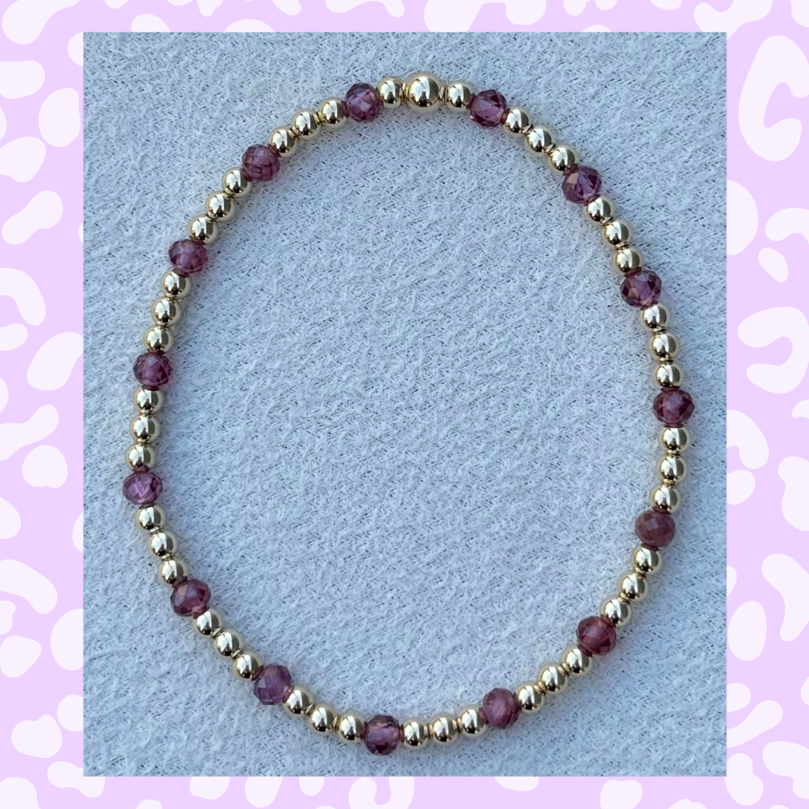 Classic Gold Filled and Purple Garnet Bracelet - 111