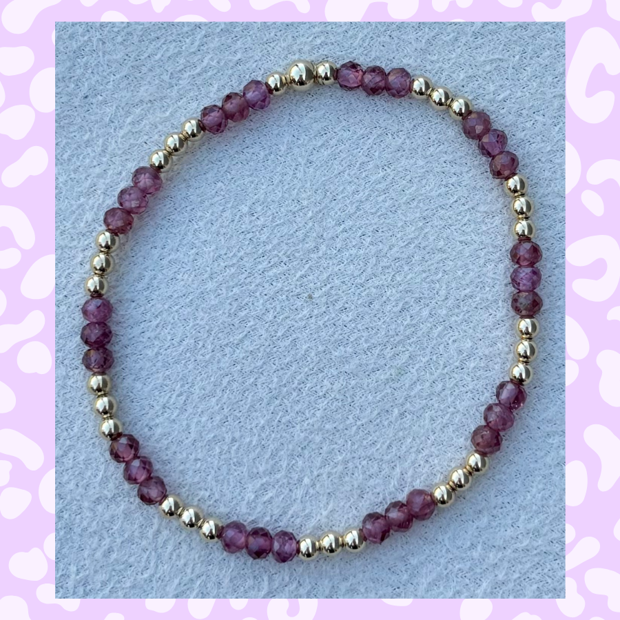 Classic Gold Filled and Purple Garnet Bracelet - 112