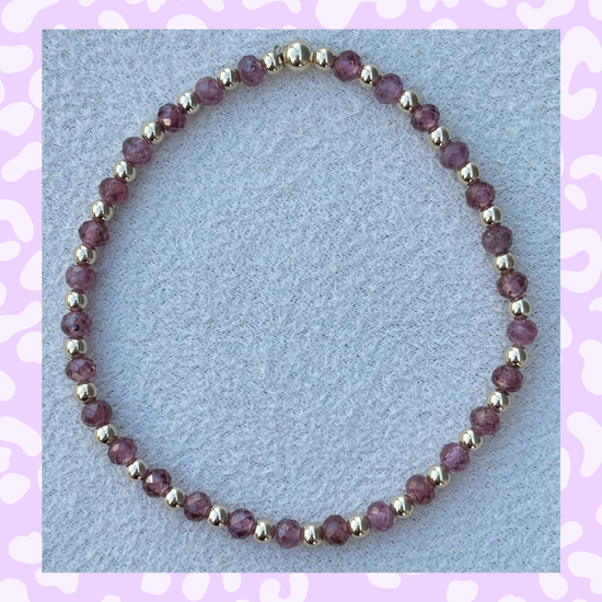 Classic Gold Filled and Purple Garnet Bracelet - 114