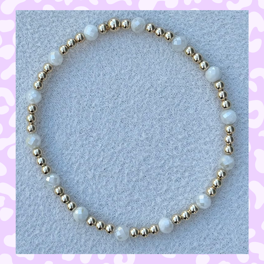 Classic Gold Filled and Rainbow Moonstone Bracelet - 118