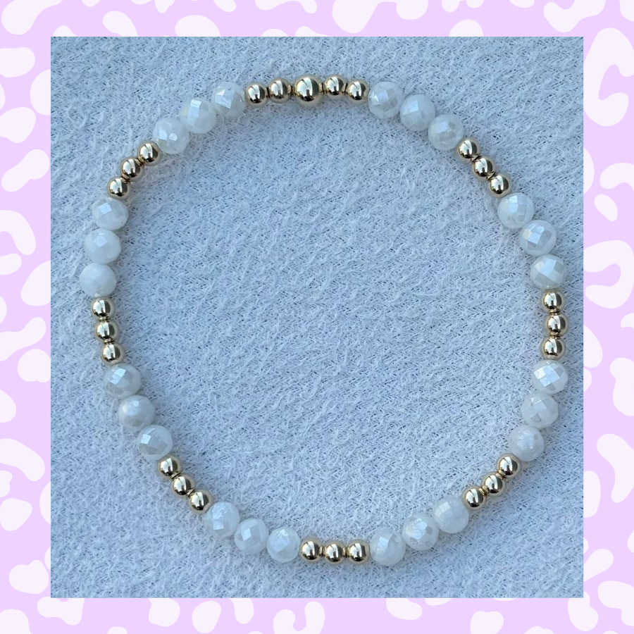 Classic Gold Filled and Rainbow Moonstone Bracelet - 119