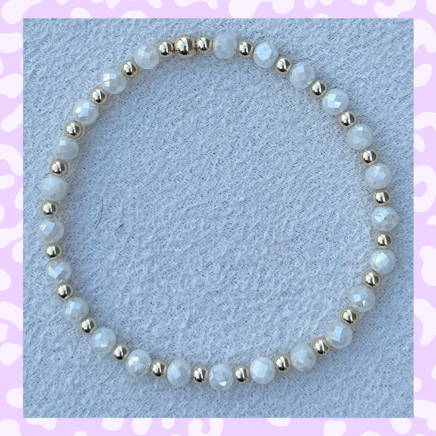 Classic Gold Filled and Rainbow Moonstone Bracelet - 120