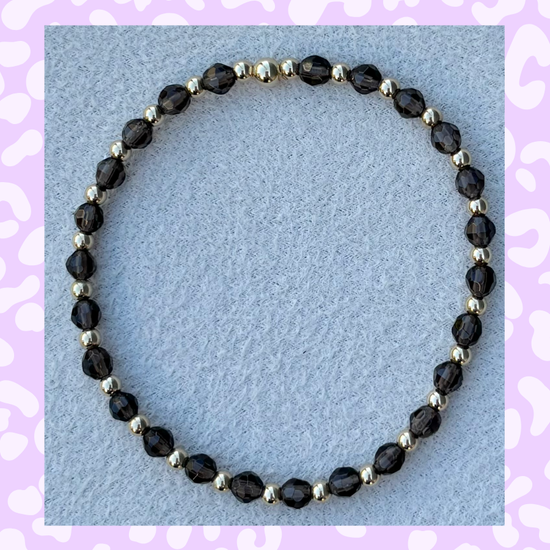 Classic Gold Filled and Natural Smokey Quartz Bracelet - 123