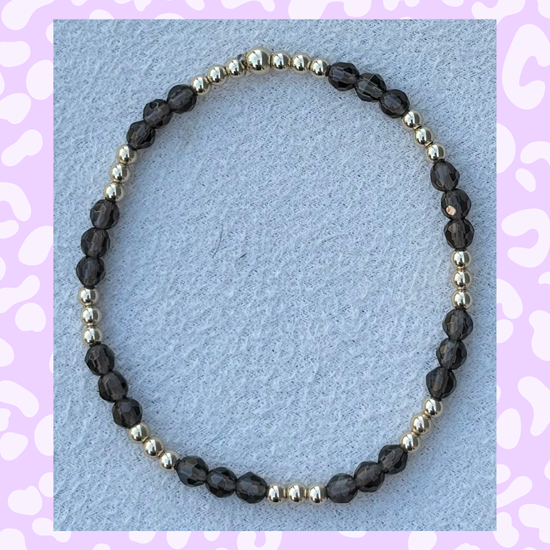 Classic Gold Filled and Natural Smokey Quartz Bracelet - 122