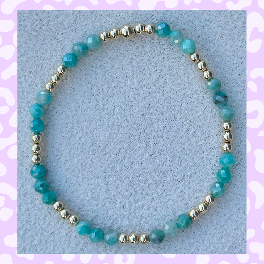 Classic Gold Filled and Peruvian Amazonite Bracelet - 125