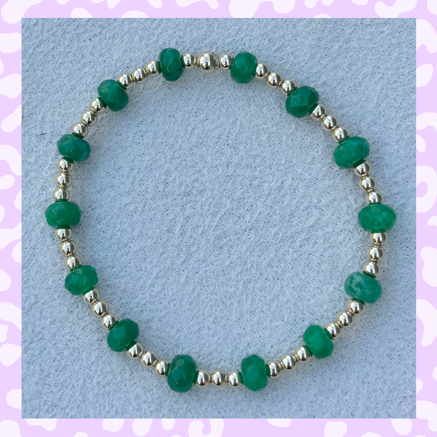 Classic Gold Filled and Jungle Green Jade - 87