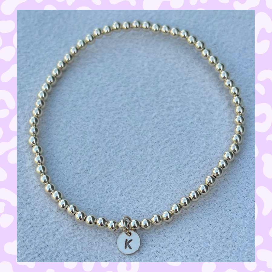 Classic 3mm Gold Filled Initial Bracelet: A-Z Available