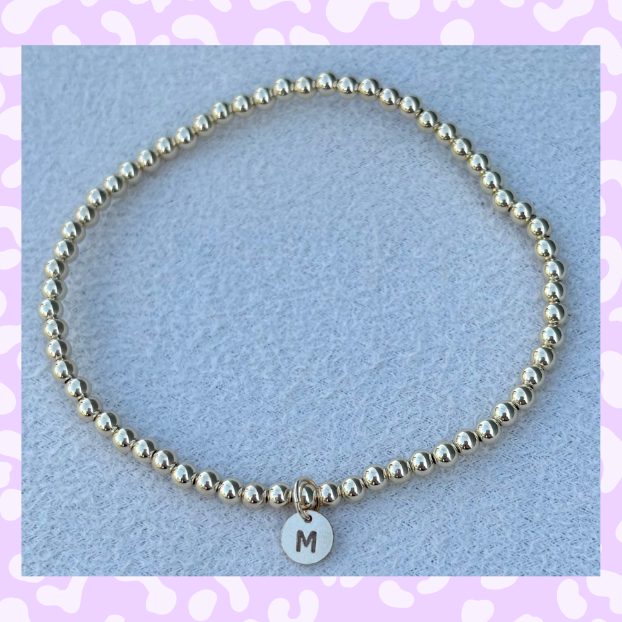 Classic 3mm Gold Filled Initial Bracelet: A-Z Available