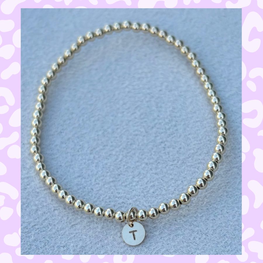 Classic 3mm Gold Filled Initial Bracelet: A-Z Available