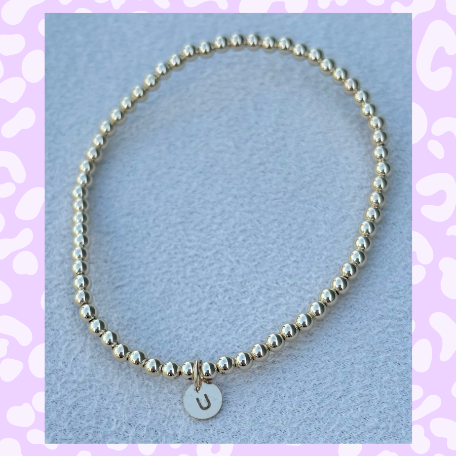 Classic 3mm Gold Filled Initial Bracelet: A-Z Available