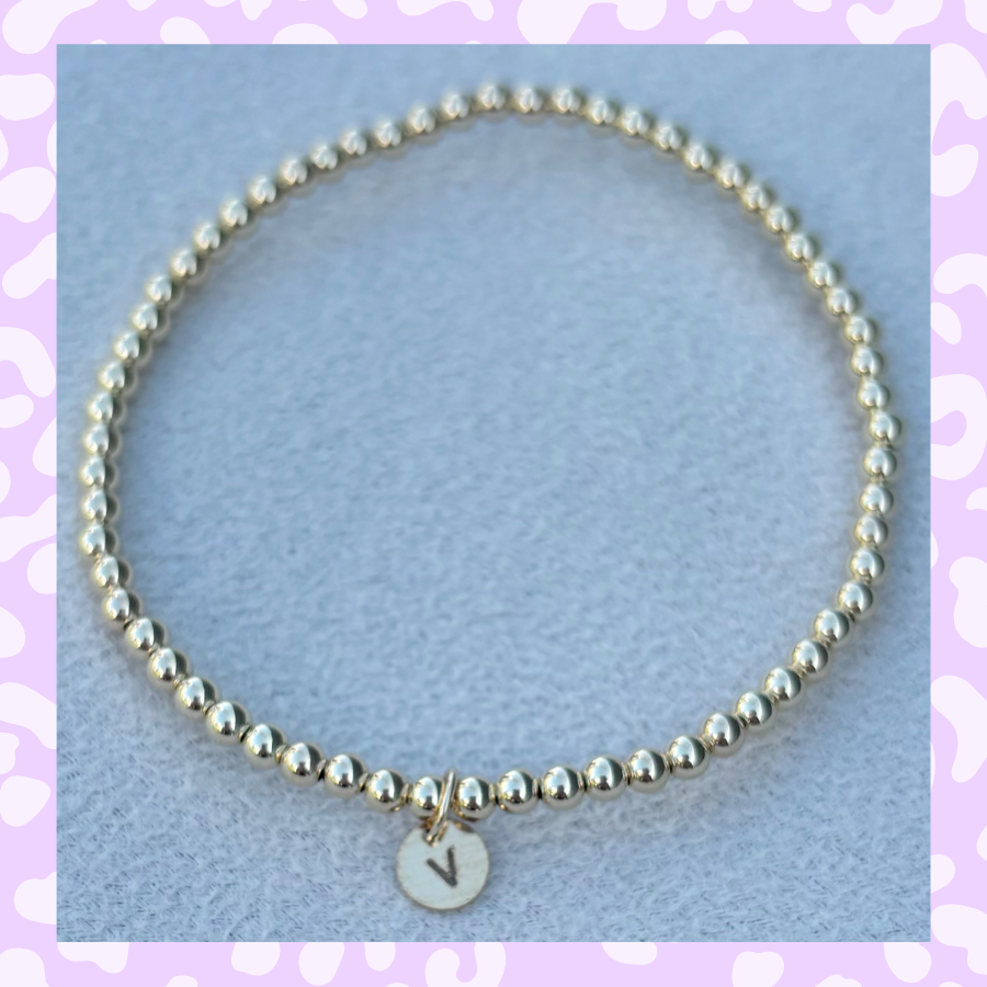 Classic 3mm Gold Filled Initial Bracelet: A-Z Available