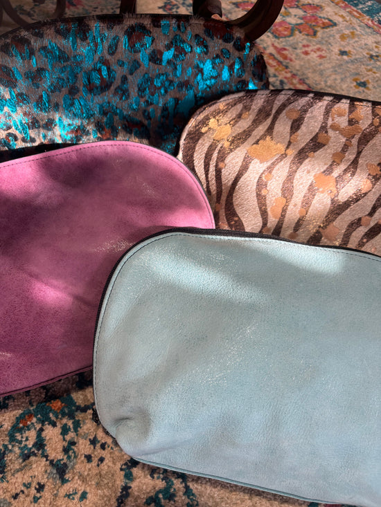 Purple Leather Makeup Bag