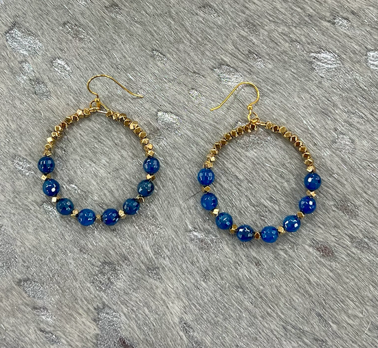 Tiny Gem Earrings - Mystic Blue Jade
