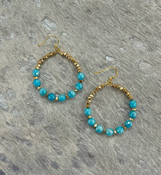 Tiny Gem Earrings - Mystic Turquoise Agate