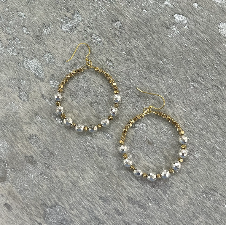 Tiny Gem Earrings - Silver Hematite