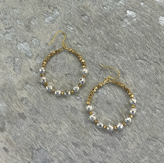 Tiny Gem Earrings - Silver Hematite