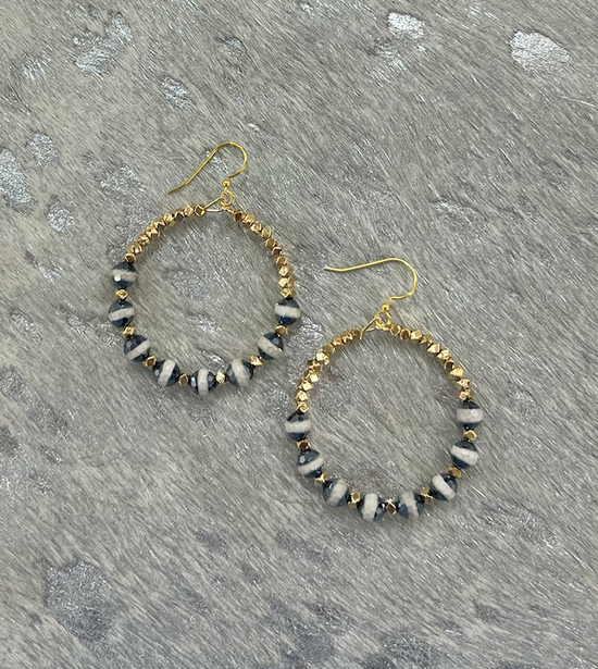 Tiny Gems Earrings- Mystic Tibetan Agate
