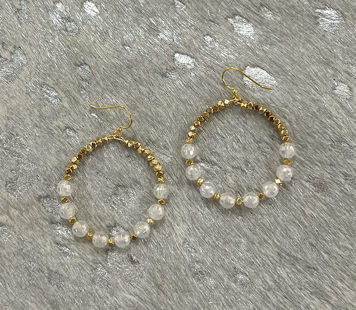 Tiny Gems Earrings- Mystic White Quartz