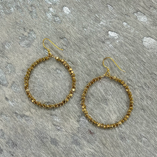 Tiny Gems Earrings- Gold Disc Hoops