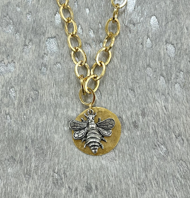 LN.086 - Gold & Silver Bee Necklace