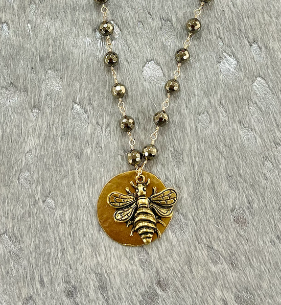 Load image into Gallery viewer, LN.112 - Pyrite Wrapped Gold Bee
