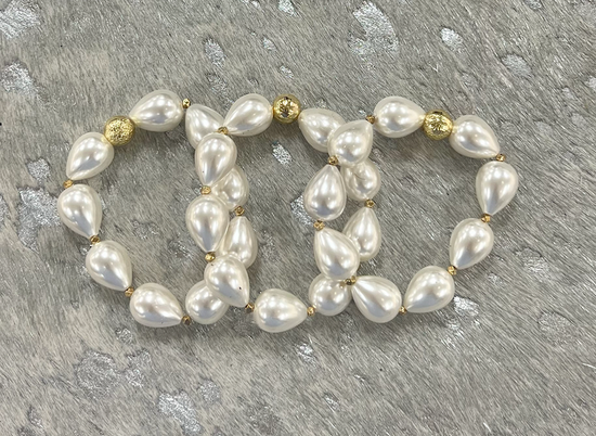 Gold Accented Mother of Pearl Bracelet Set