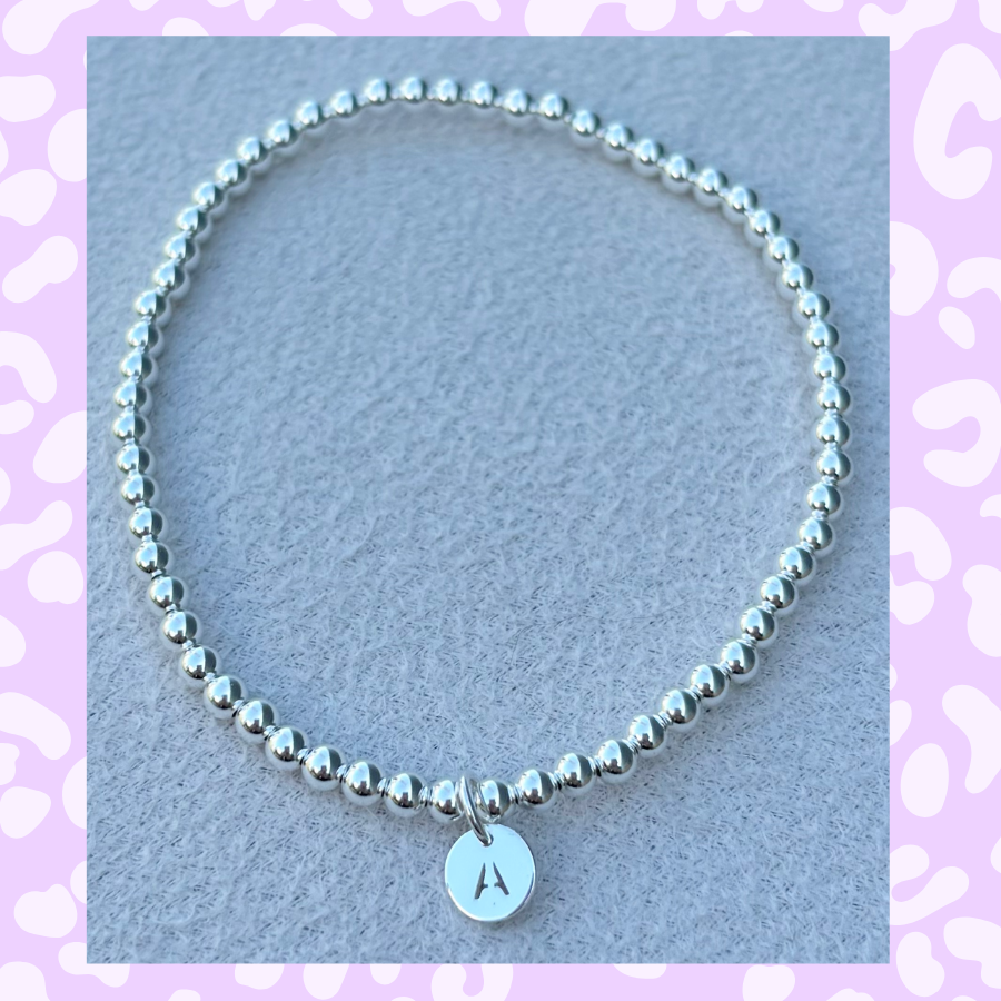 Classic 3mm Sterling Silver Initial Bracelet: A-Z Available