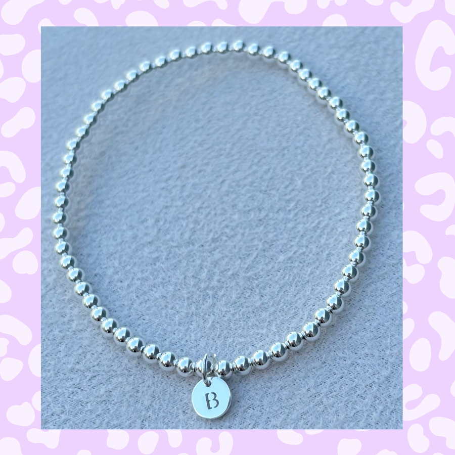 Classic 3mm Sterling Silver Initial Bracelet: A-Z Available