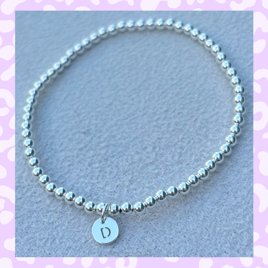 Classic 3mm Sterling Silver Initial Bracelet: A-Z Available