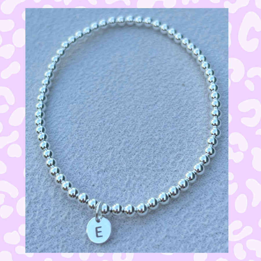 Classic 3mm Sterling Silver Initial Bracelet: A-Z Available