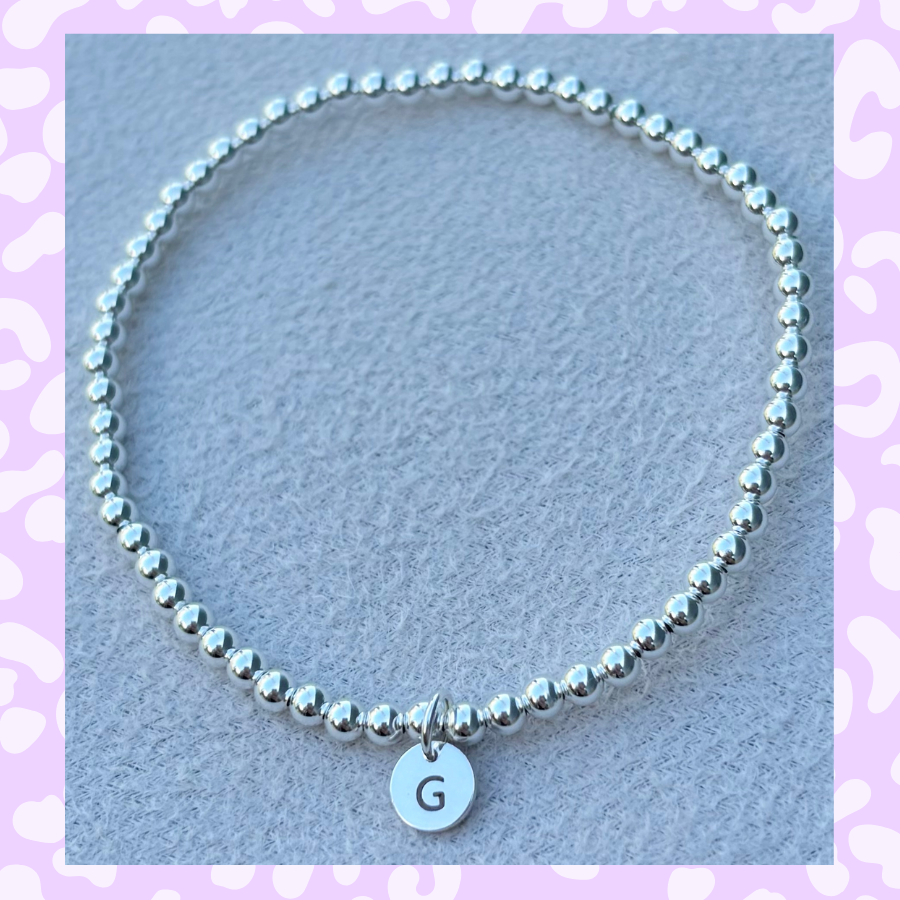 Classic 3mm Sterling Silver Initial Bracelet: A-Z Available