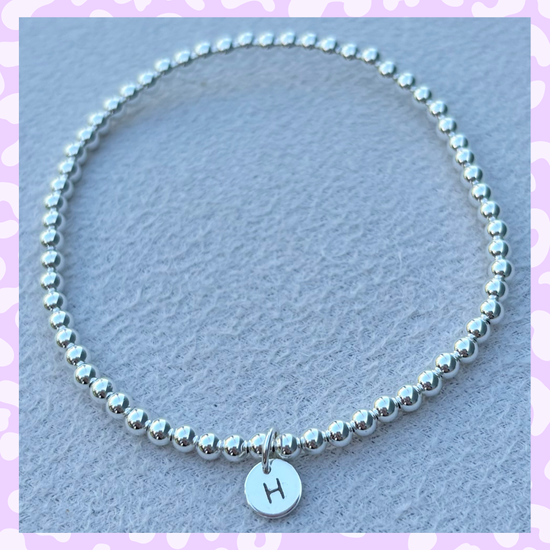 Classic 3mm Sterling Silver Initial Bracelet: A-Z Available