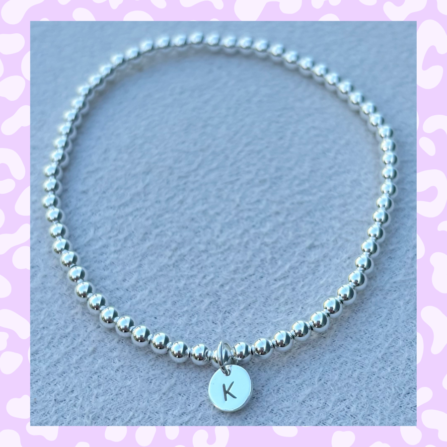 Classic 3mm Sterling Silver Initial Bracelet: A-Z Available