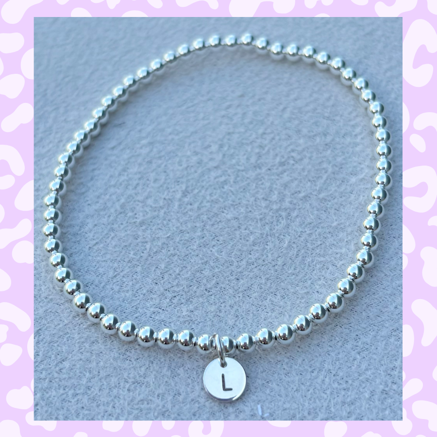 Classic 3mm Sterling Silver Initial Bracelet: A-Z Available