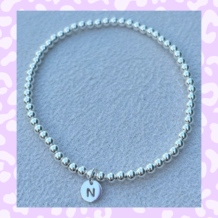 Classic 3mm Sterling Silver Initial Bracelet: A-Z Available