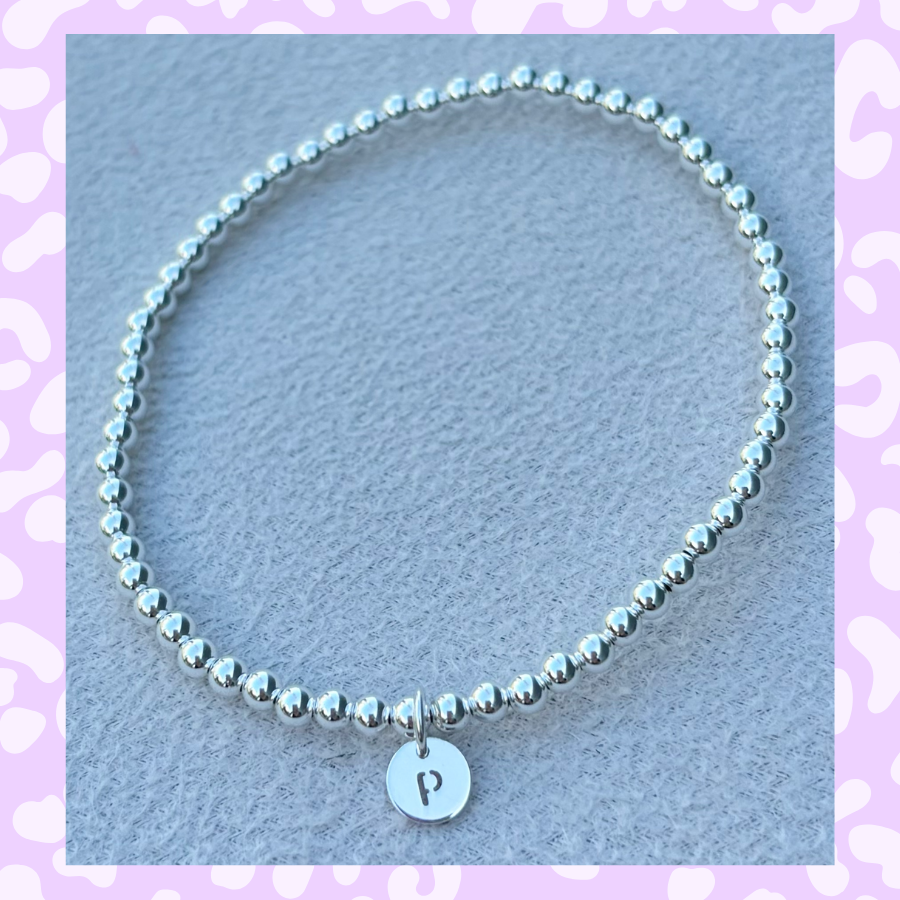 Classic 3mm Sterling Silver Initial Bracelet: A-Z Available