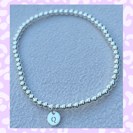 Classic 3mm Sterling Silver Initial Bracelet: A-Z Available