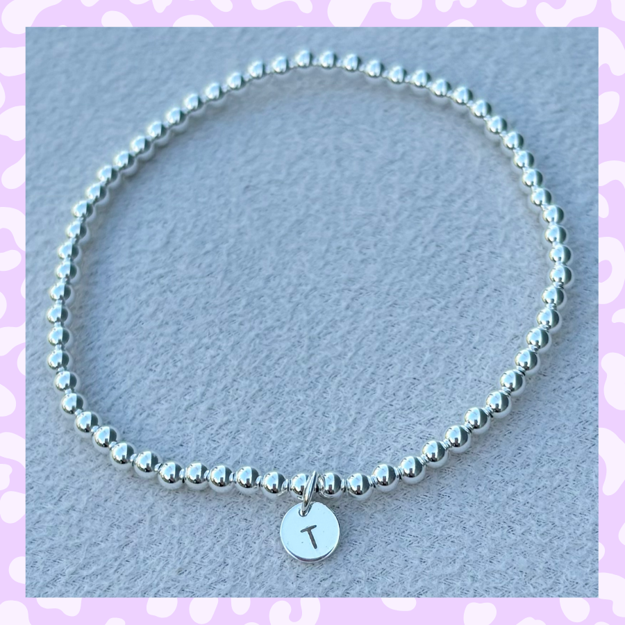 Classic 3mm Sterling Silver Initial Bracelet: A-Z Available