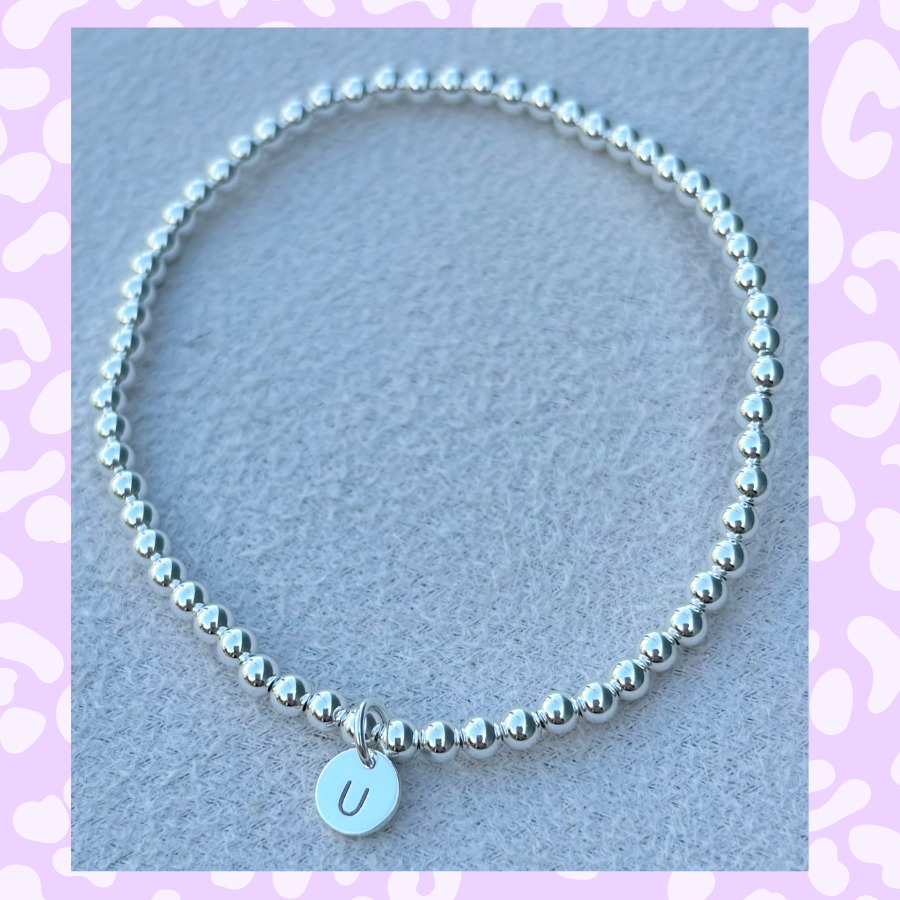 Classic 3mm Sterling Silver Initial Bracelet: A-Z Available