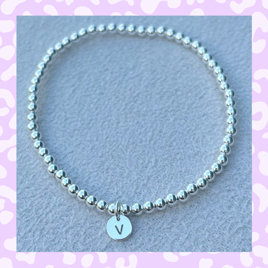 Classic 3mm Sterling Silver Initial Bracelet: A-Z Available