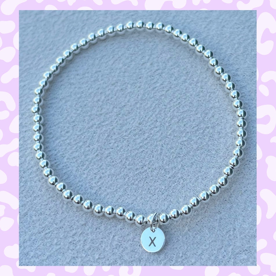 Classic 3mm Sterling Silver Initial Bracelet: A-Z Available