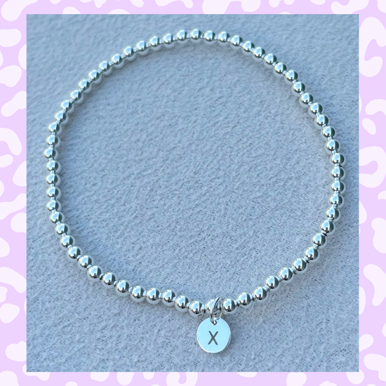 Classic 3mm Sterling Silver Initial Bracelet: A-Z Available