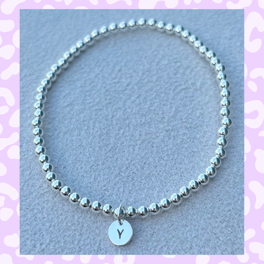 Classic 3mm Sterling Silver Initial Bracelet: A-Z Available