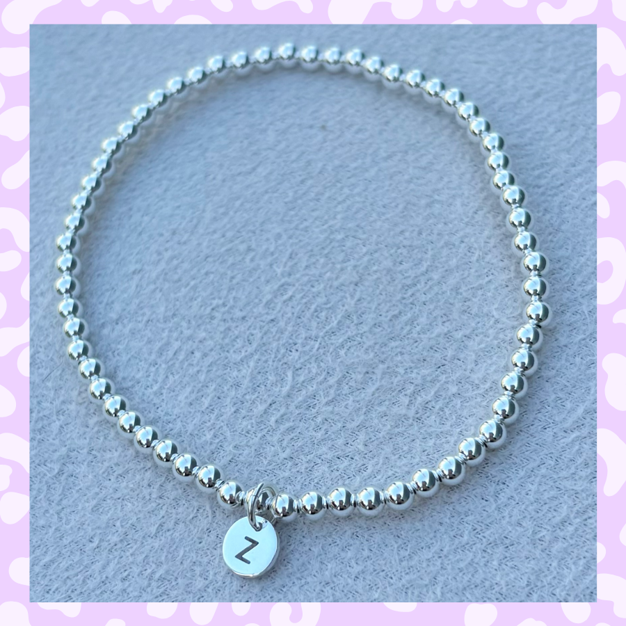 Classic 3mm Sterling Silver Initial Bracelet: A-Z Available